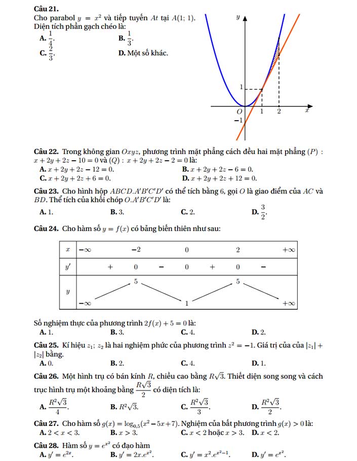 Đề thi thử thpt quốc gia 2019 môn toán lần 1 của trường chuyên Lê Quý Đôn tỉnh Gia Lai